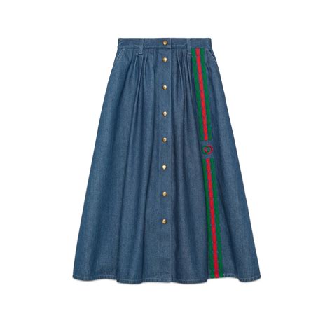 gucci stamp denim jacket and skirt|Gucci multicolor skirt.